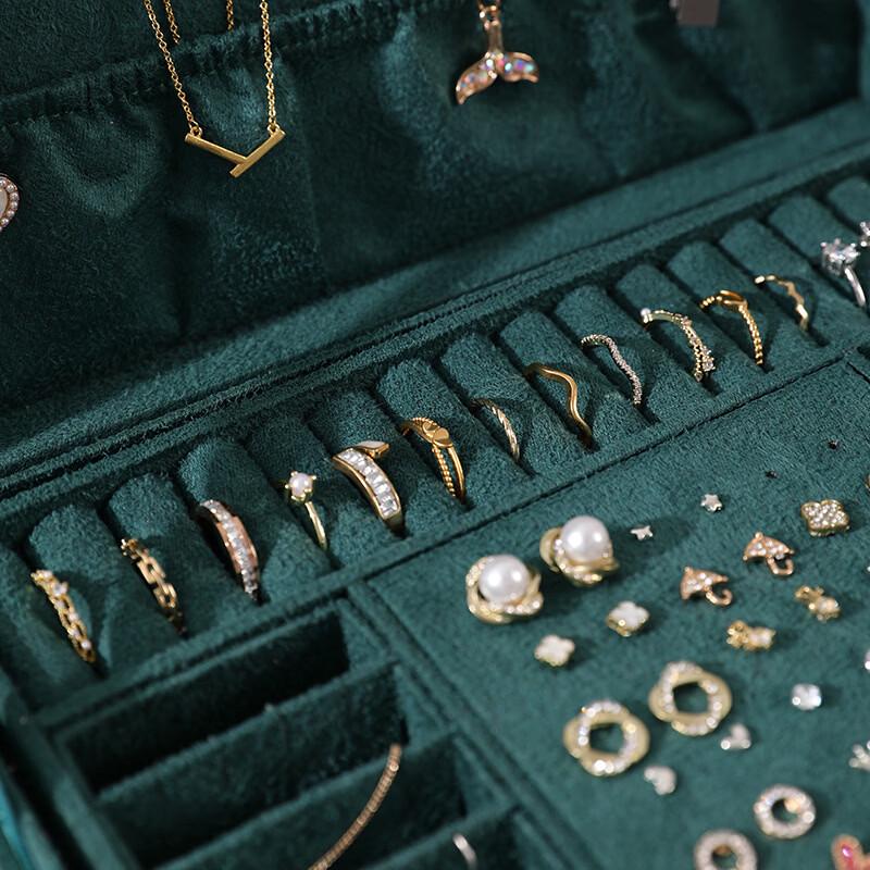Händen TEMU 3-Layer Flannel Lockable Jewelry Box