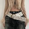 Harajuku Wide Waistband Rivet PU Leather Belt Simple Cowgirl Belt  Clothing Accessories