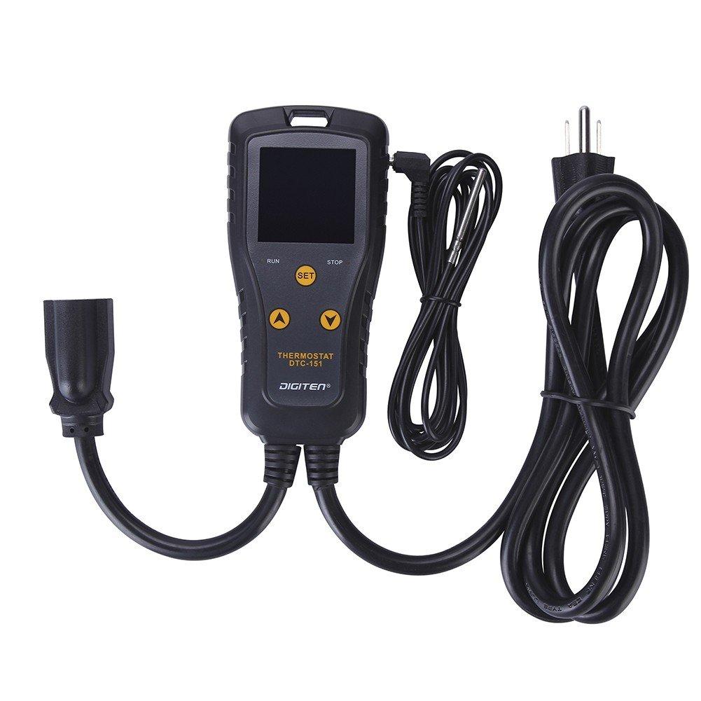 DIGITEN Temperaturregler DTC151 Digitaler Thermostat Steckdose Temperaturregler 110V 15A Reptilienthermostat Gewächshaus Temperaturregler