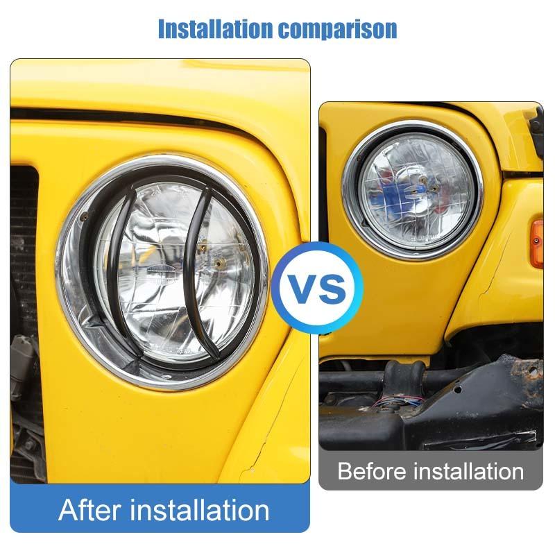 Car Headlight Turn Signal Light Decoration Wheel Brow Lampshade Cover Stickers For Jeep Wrangler TJ 1997-2006 Exterior Accessories