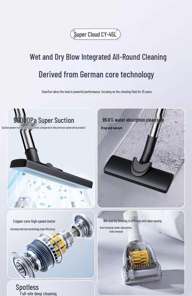 High-Power Industrial & Household Vacuum Cleaner for Carpet, Car, and Seam Cleaning