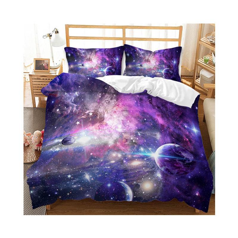 Galaxy Universe Outer Space Theme Duvet Set Digital Printing Three-Piece Bedding Set