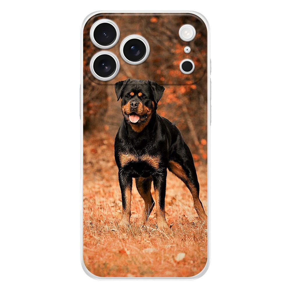 Soft Clear TPU Phone Case For iPhone 17 Air 16E 16 11 15 14 Pro MAX 12 13 7 8 Plus SE Easter Cover Protection Rottweiler Dog