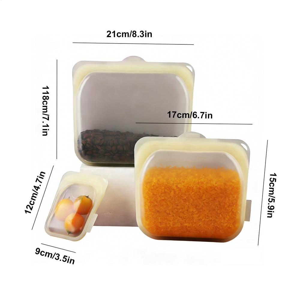 

Silicone Bags For Food Storage 3 Pieces Reusable Sandwich Pouches Airtight Food Container Bags For Meal Prep Lunch Travel Fridge жёлтый