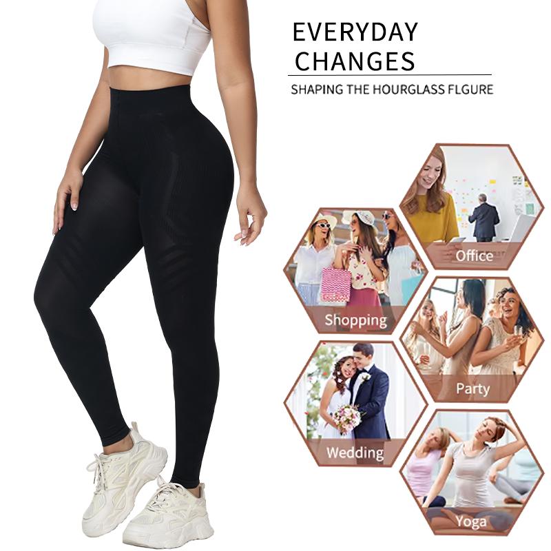 Damen Hohe Taille Formende Höschen Sexy Schlankmachende Leggings Bauchkontrolle Formgebend Schlanker Streifen Kompression Körperformer