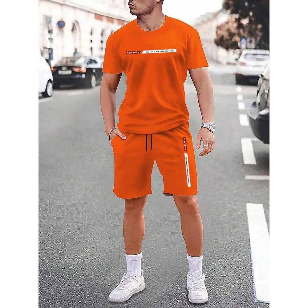 Tuta Sportiva Estiva da Uomo Pantaloncini Larghi Comodi con Coulisse T-shirt con Stampa Digitale Set Due Pezzi alla Moda Comodo Morbido Traspirante
