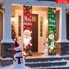 Merry Christmas Porch Sign Santa Claus Snowman 1 Pair Polyester Indoor Outdoor Decor