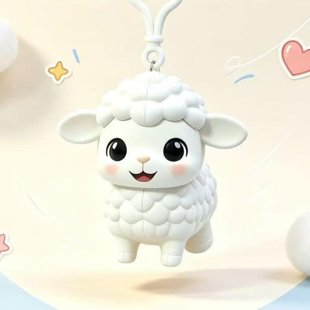 Kawaii Flying Sheep Keychain Creative Shaking Ears Pull String Keyring Backpack Decor