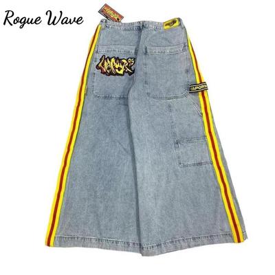 RogueWave New Harajuku Casual Loose Washed Jeans Y2K Street Hip-hop Wide-leg Pants for Men and Women