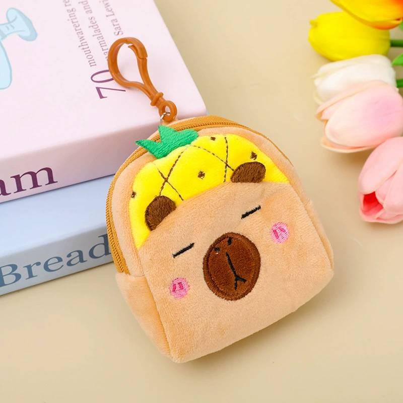 Fruit Plush Capybara Coin Purse Headphone Data Cable Storage Bag Gift Pendant