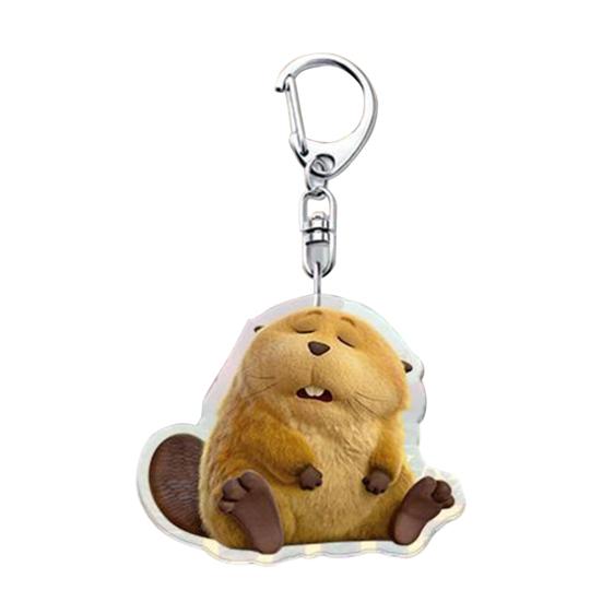 1/6Pcs Keychain Transparent Acrylic Finish Lightweight Keychain Cartoon Beaver Design Expressive Character Key Holder Bags Phone Accessories B