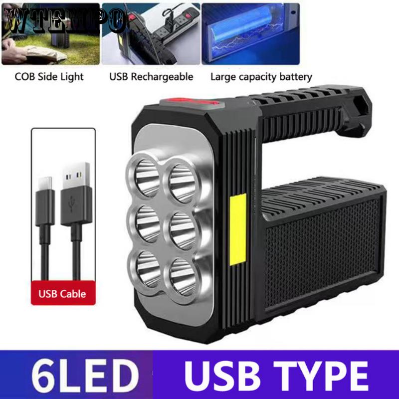 Solar Rechargeable USB Strong Light Flashlight Super Bright Led Flashlight Portable Searchlight Distant Light