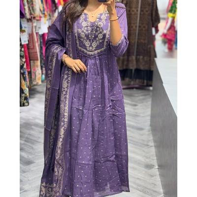 Conjunto de Kurti Pantalón Dupatta de Diseñadora para Mujer Indio Bollywood Top Túnica Traje Salwar VFP-1845a