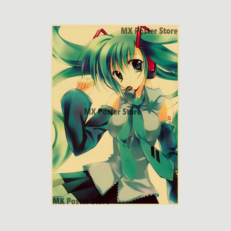 

Аниме идол мультфильм певец Мику плакат HD печать крафт-бумага ретро настенные художественные фотографии спальня декоративная живопись домашний декор подарки 30x21cm