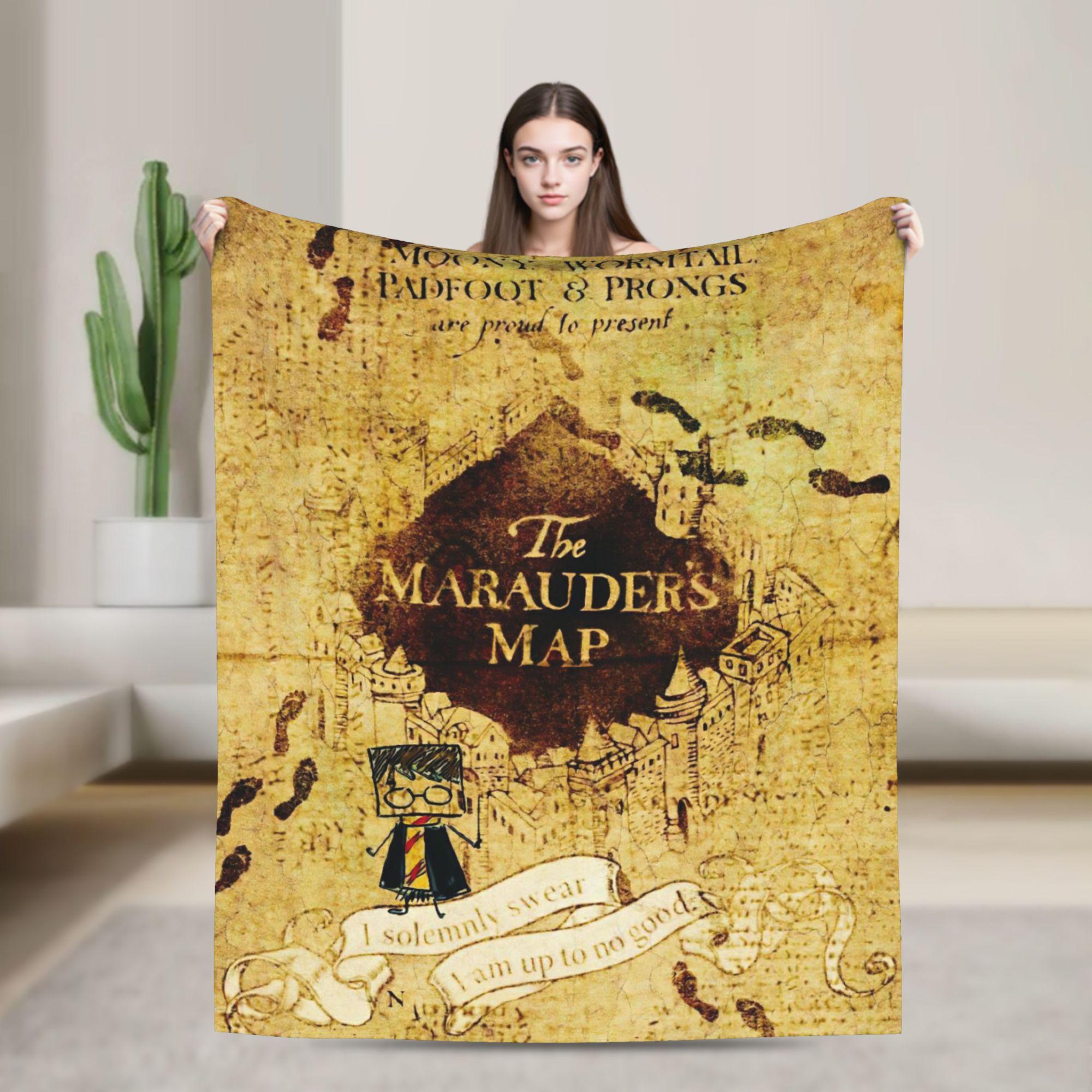 Фланелевое одеяло «Карта Мародеров» Мягкое прочное покрывало для спальни, путешествий, офиса, забавный плед для кровати, дивана 30x40in