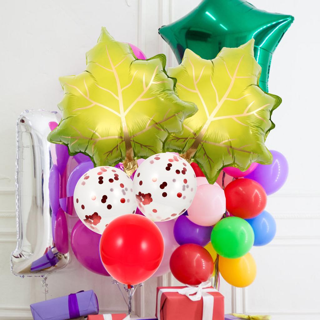 10 Pcs Autumn Decoration Thanksgiving Balloons Festival Maple Leaf Party Fall Colored Foil