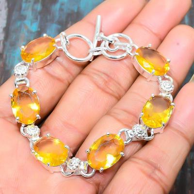 Citrine Gemstone 925 Sterling Silver ručně vyráběný náramek pro ženy