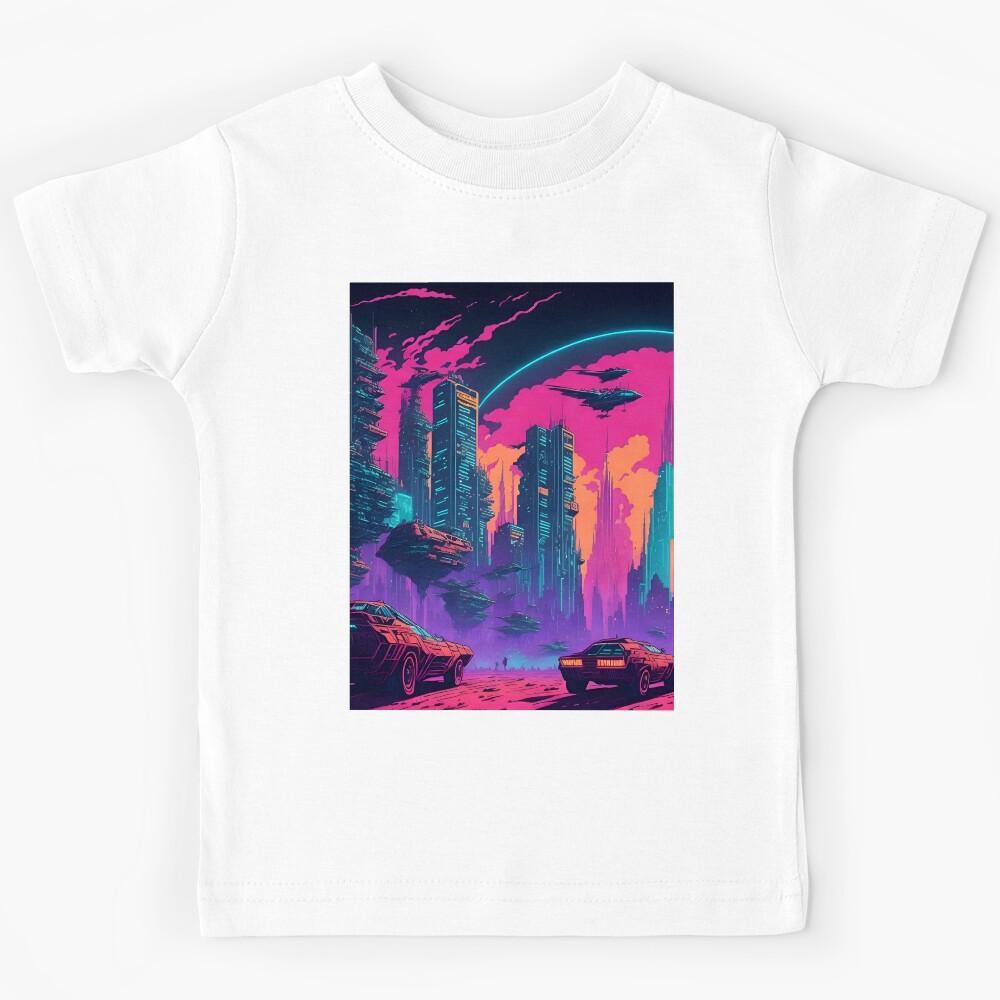 Cruising in Neon: Chill Drive with Synthwave Soundscapes Poster Art Print Kids T-Shirt 100