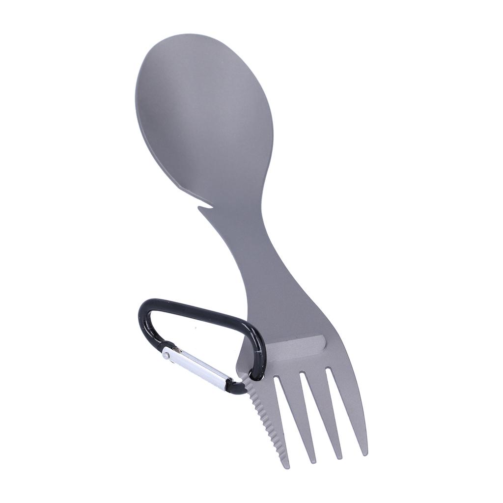5 in 1 Camping Spoon Fork Bottle Opener Sawtooth Cutter Portable Stainless Steel Spork