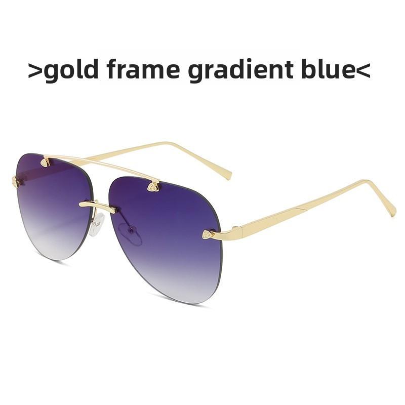 Fashion Metal Frameless Frog Eyes With Gradient Sunglasses For Outdoor Sun Protection And Driving