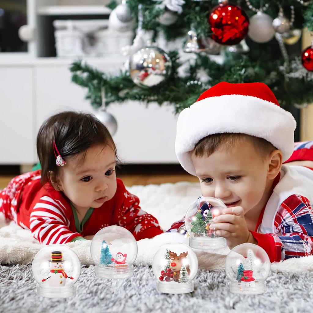 LEDMOMO Clear Snow Globe Water Globe with Spiral DIY Craft Empty Snow Christmas 15 Pieces Cap, Transparent, Refillable, Prop, Globe, Decoration,