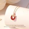 Tichya Red Agate Horseshoe Buckle Necklace, Women's S925 Sterling Silver, Chinese Style Niche Coin Collarbone Chain