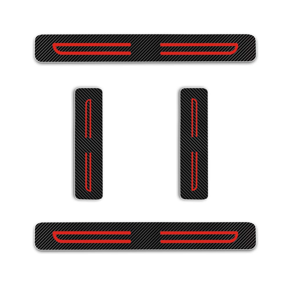 

Side Step Guard Scuff Protect Sheet Car Carbon Fiber Door Guard Sticker for Daihatsu Mira Move Canvas pieces for one Parts Red Reflective Tape Gino,