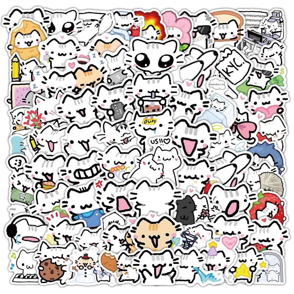 72 pcs Creative Adorable Line Art Kitten DIY Sticker Materials for Kids Perfect as Children's Holiday Gifts Durable