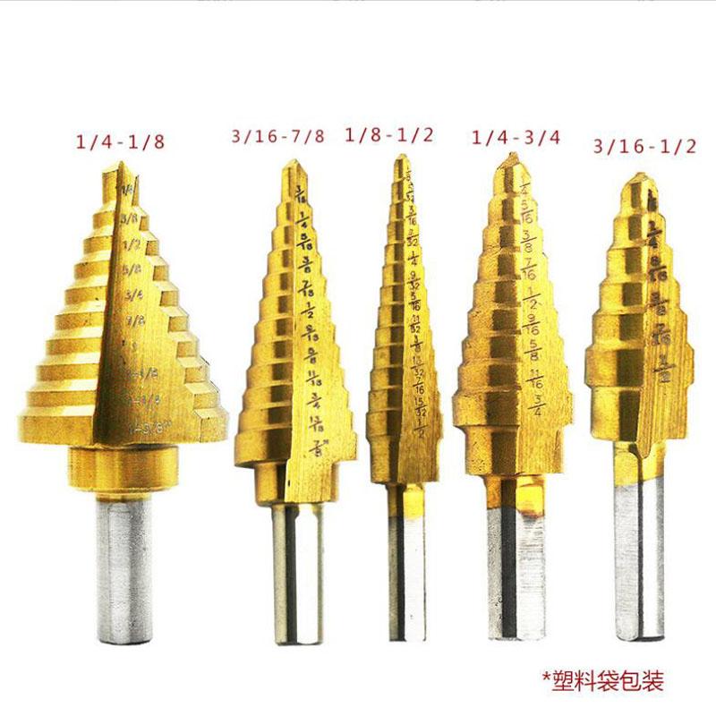 HSS Cobalt Step Drills Bit High Speed Steel Nitrogen Spiral Triangle Shank Drill Bit Set for Metal Cone