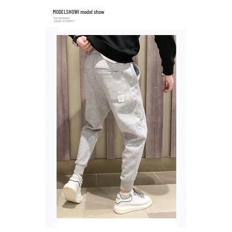 Men’s Trendy Gray Casual Nine-Point Cuff Sweatpants - Spring & Autumn Korean Style