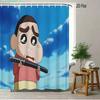 Crayon Shin-Chan & Himawari & Shiro & Leopard & Rooster Jungle Adventure Scene 2D Print Waterproof Shower Curtain, Bright Green