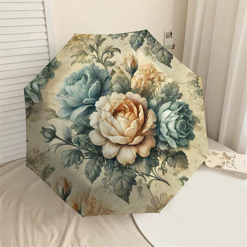 

1PC Floral Pattern Umbrella-8-Rib Reinforced, Automatic Open, Lightweight & Durable, Cute Fashion Accessory for Outdoor-A1275