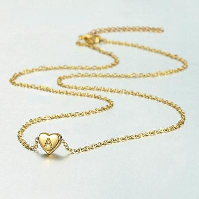 A-Z Letter Love Pendant Gold Color Stainless Steel Necklace Commemorative Gift for Women and Girls