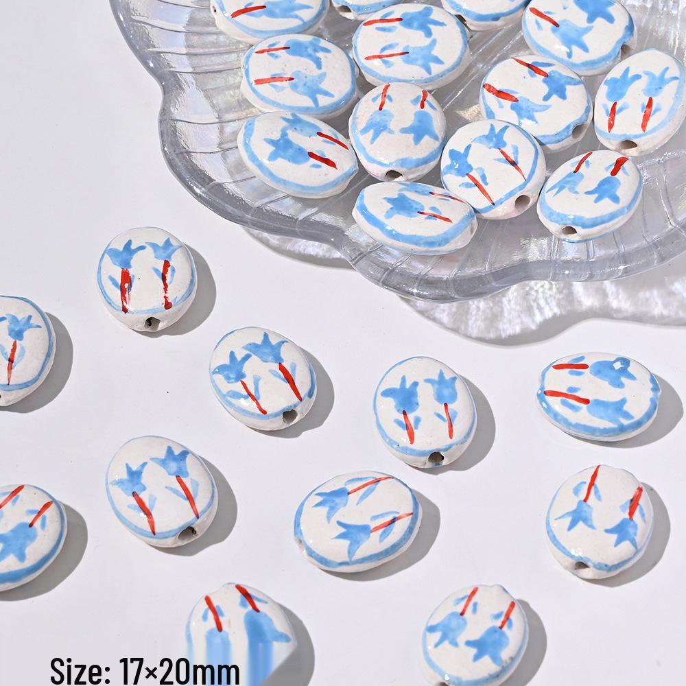 Blue Series Japanese Ceramic Seashell & Heart Beads for DIY Jewelry