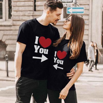 Miluji tě Srdce Šíp Potisk Pár Tričko Krátký Rukáv O Kulatý Výstřih Volné King Queen Tričko Milenci Tričko Topy Dámské Oblečení