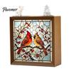 Decorative Room Lighting Christmas Acrylic Puzzle Night Light with Wooden Frame, DIY Stained Glass Style Creative Gift for Kids Jigsaw Lamp