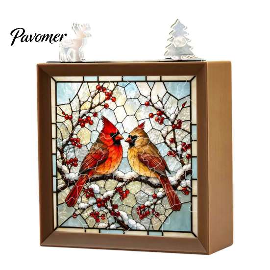 Decorative Room Lighting Christmas Acrylic Puzzle Night Light with Wooden Frame, DIY Stained Glass Style Creative Gift for Kids Jigsaw Lamp