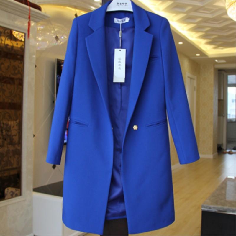 Women's Spring and Fall Korean Style In The Long Section of The Suit Jacket Long-sleeved Thin Straight Coat