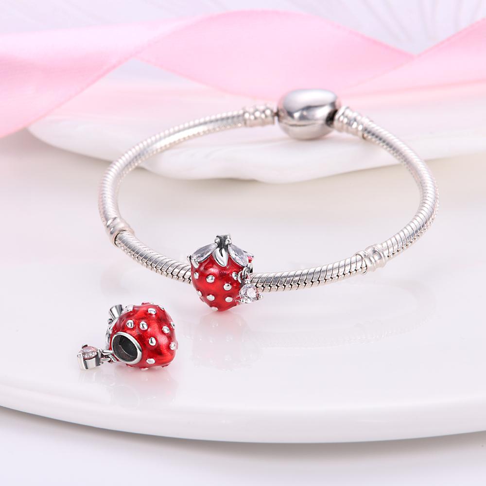 Charm S925 Silver Fruit Strawberry Bead Suitable for Original Bracelet Women DIY Jewelry Making