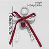 Sweet Red Cherry Pearl Keychain Ribbon Bowknot Keyring Bag Pendant Key Hanging Decoration For Best Friend Gifts
