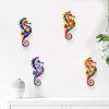 4Pcs Wooden Seahorse Wall Art Set Rustic Garden Fence Decor for Patio Living Room Bedroom Coastal Nautical Ornaments for Home Outdoor