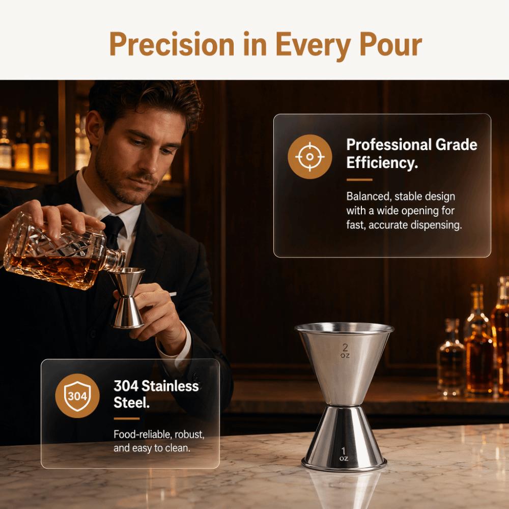 304 Stainless Steel Double Head Measuring Cup Stainless Steel Jigger Bartender