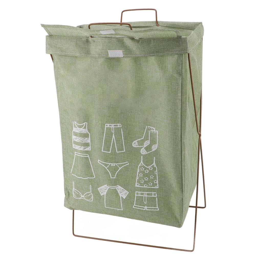Iron Frame Folding Dirty Clothes Basket with Handles Waterproof Cotton Linen Foldable Laundry Storage Basket