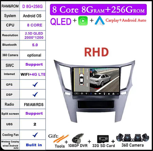 9'' Android 14 For Subaru Outback 4 Legacy 5 2009-2014 RHD Car Radio GPS Screen Navigation Radio Player Multimedia Video Stereo