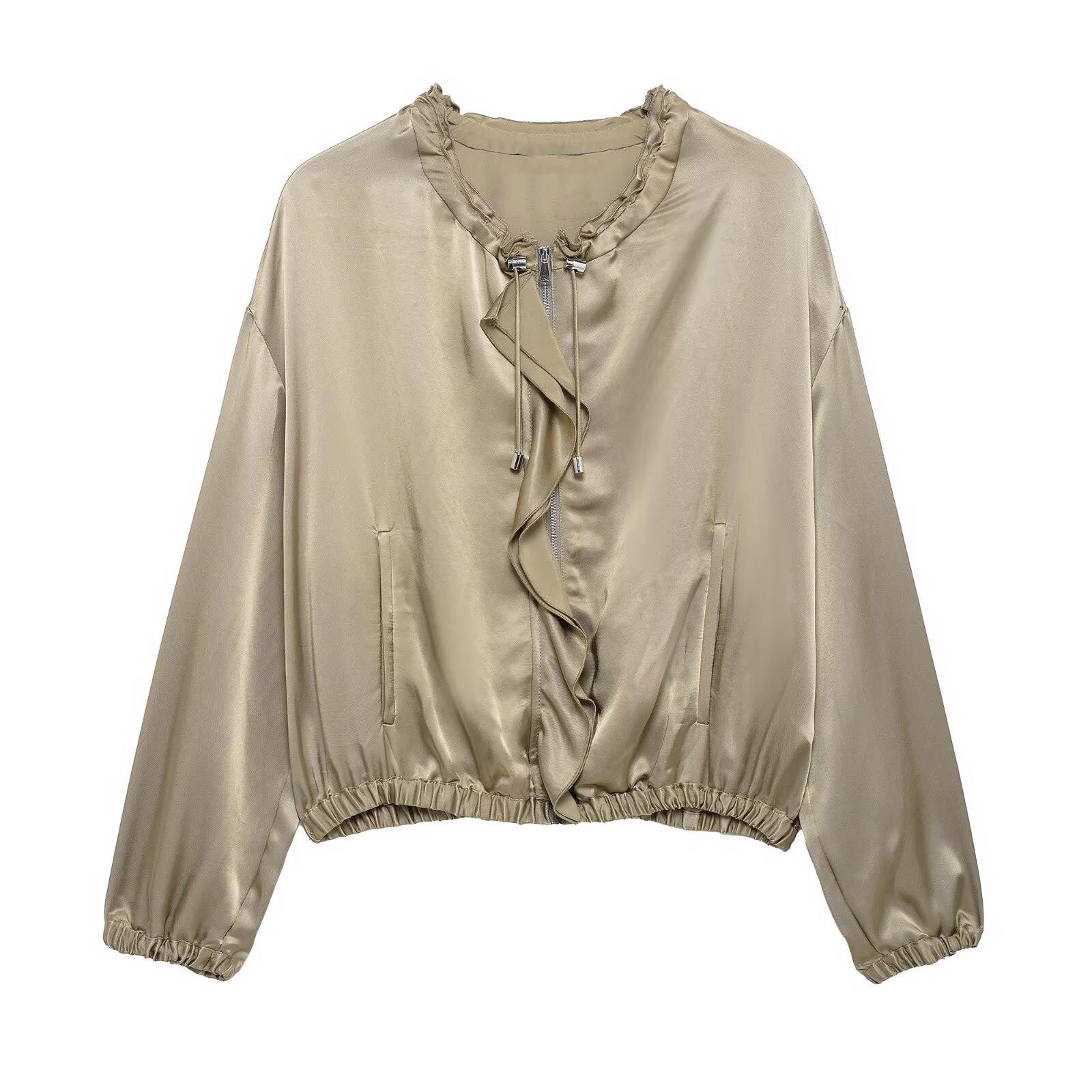 

Spring 2025 Women’s Loose Casual Layered Silk-Texture Jacket M