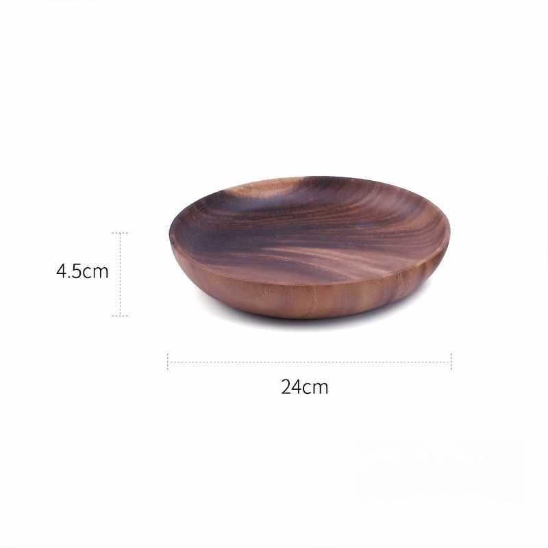 Food container Acacia wooden bowl wooden tableware household and fruit plate salad bowl whole wooden soup bowl Wooden plate