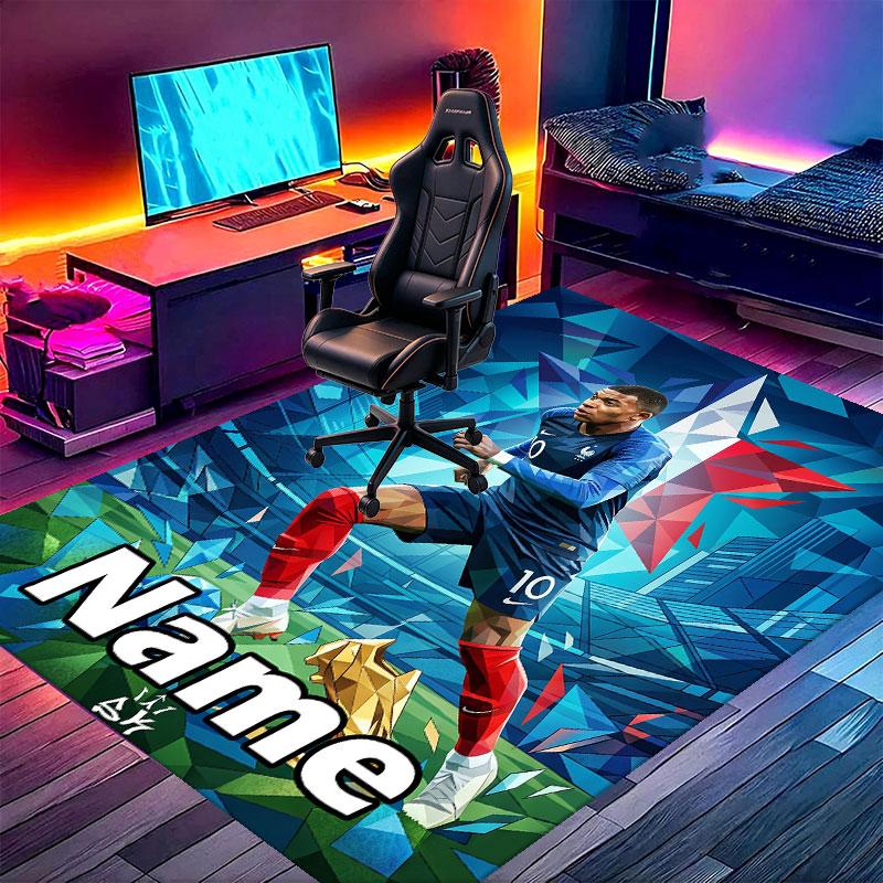 Custom Name Personalized Kylian Mbappe Print Carpet, Versatile Home Decor Rug, for Playroom, Apartment, Balcony, Entryway, Hallway Gift