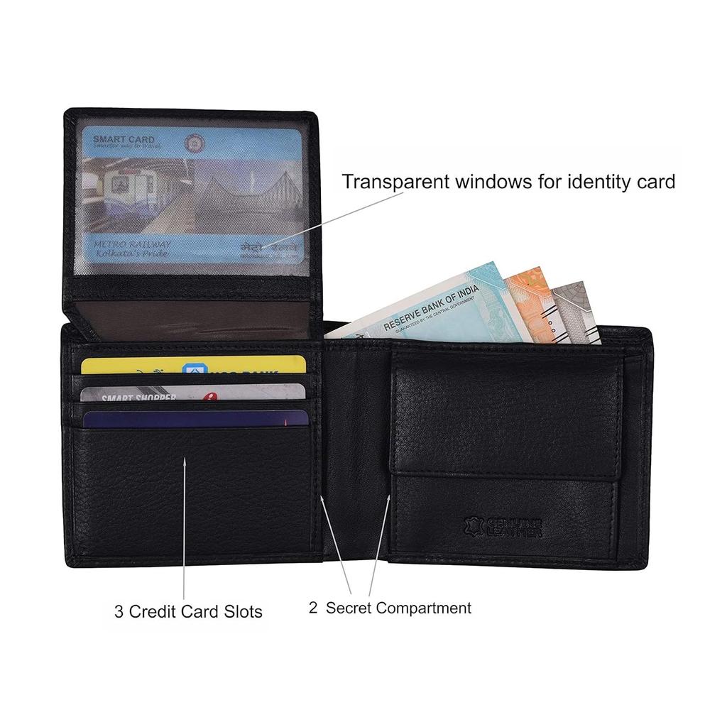 Carl Black Mens Leather Wallet for Men