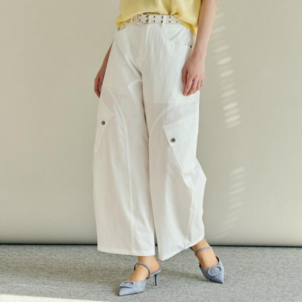 Maxza Flap Pocket Cut Banding Wide Pants Zf05ql011na white/SM