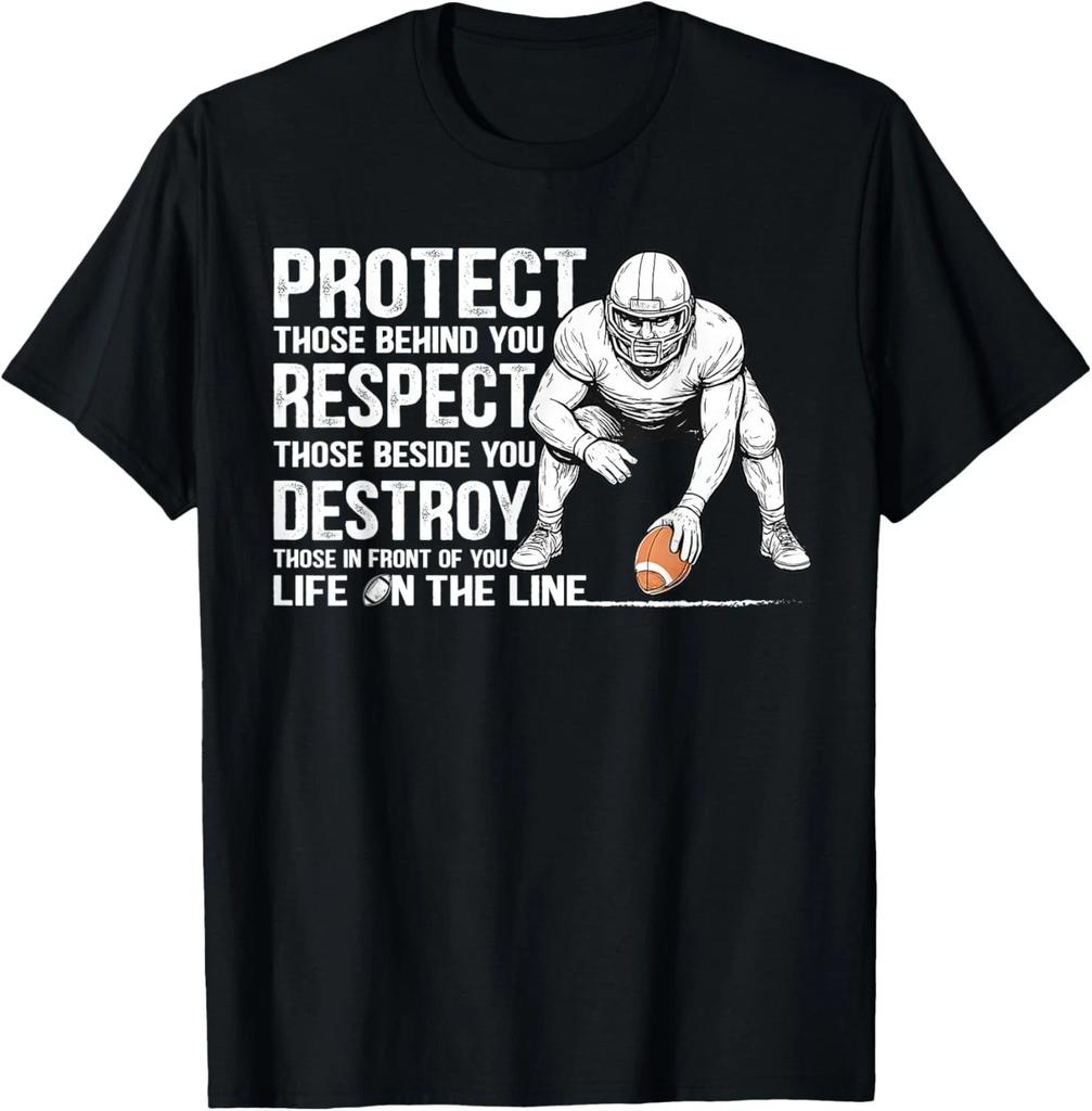 Vintage Protect Respect Destroy Offensive Lineman Football Gift Unisex T-Shirt
